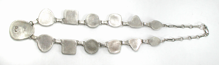 Multi Stone necklace with turquoise, lapis, conch shell, orange spiny oyster 21 1/2 inches long 