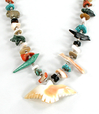 27 inch oyster shell heishi animal treasure necklace