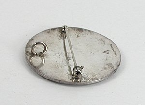 Authentic Native American sterling silver overlay kokopelli pin pendant by Hopi silversmith Dwayne Lomayestewa