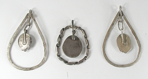 three vintage Sterling Silver and turquoise pendants