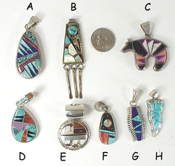 Selection of sterling silver and  turquoise vintaage and contemporary pendants