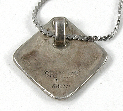 Jimmie Nezzie Navajo vintage sterling silver chip inlay Pendant with chain 