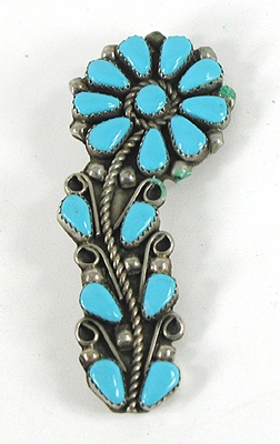 sterling silver and Turquoise Petit Point Flower Pin Pendant