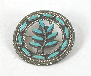  sterling silver Turquoise Needlepoint Pin Pendant  