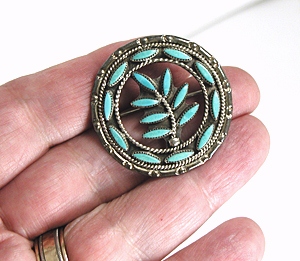  sterling silver Turquoise Needlepoint Pin Pendant  
