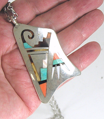 vintage sterling silver Inlay Pendant