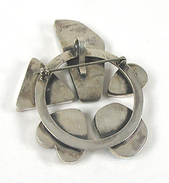 vintage sterling silver and Multi-stone Pin Pendant with turquoise and spiny oyster