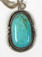 vintage sterling silver and Turquoise Pendant with 17 inch chain