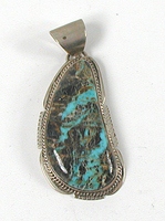 vintage sterling silver and Sierra Nevada Turquoise Pendant by Navajo artisan Maria Platero