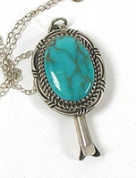 vintage sterling silver and Turquoise Squash Blossom Pendant with 18 inch chain