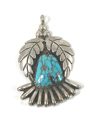 vintage sterling silver and Turquoise Pendant