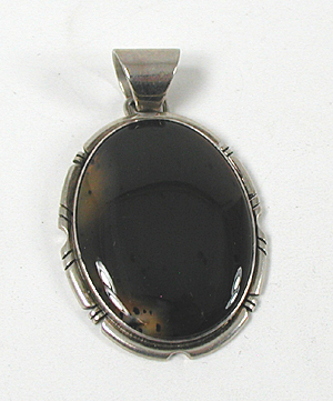 Authentic Native American vintage sterling silver and Fire Agate Pendant by Navajo artisan Phillip Sanchez