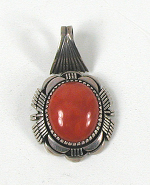 Authentic Native American vintage sterling silver and Carnelian Pendant by Navajo artisan Herbert Begay