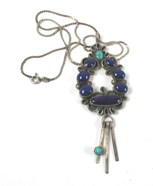 Authentic Native American vintage sterling silver and lapis Pendant by Navajo artisan Elizabeth Platero
