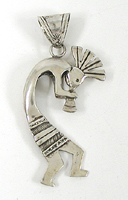 sterling silver Reversible Kokopelli Pendant by Glenn Sandoval Navajo