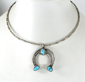 NOS new old stock vintage sterling silver Turquoise pendant with 16  inch collar