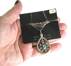 NOS new old stock three sterling silver and Turquoise pendants with chains