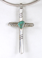 cast sterling silver Turquoise Cross Pendant