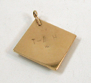 Authentic Native American 14K gold and turquoise snake eye Pendant by Zuni artisans Thomas and Alice Hannaweeke
