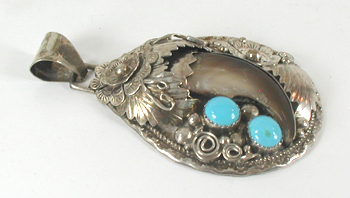 Gary Edwards Navajo sterling silver, claw and turquoise Pendant