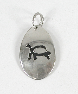 Authentic Native American sterling silver overlay Turtle Pendant by Navajo silversmith Tom Billy