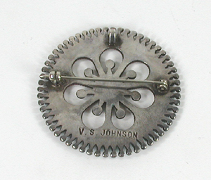 authentic Native American sterling silver Turquoise Petit Point Pin Pendant by Zuni artisans Vincent and Socorro Johnson
