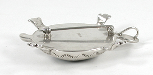 stamped sterling silver and turquoise Shadowbox Turtle Pin Pendant