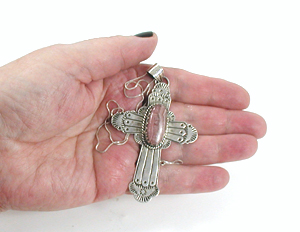 sterling silver Rhodochrosite Cross Pendant
