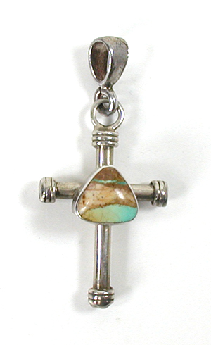 sterling silver Boulder Turquoise Cross Pendant