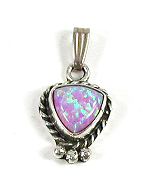 authentic Native American sterling silver and imitation opal Pendant by Navajo artisan Richard Begay