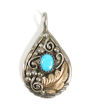sterling silver and gold fill turquoise Pendant