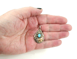 sterling silver and gold fill turquoise Pendant