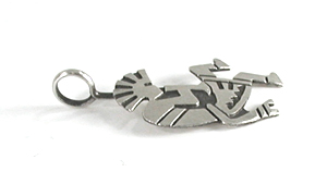 two sterling silver kokopelli pendants with chain