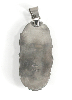 Authentic Native American sterling silver Orange Spiny Oyster and Turquoise Pendant by Navajo silversmith Jeanette Dale