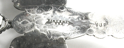 authentic Native American stamped sterling silver Dragonfly Pendant by Navajo silversmith Vincent Platero