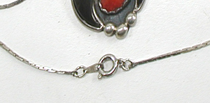 authentic Native American sterling silver claw pendant with turquoise and coral by Navajo artisan Mary E. Tsosie