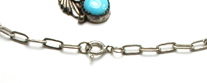 turquoise and coral sterling silver pendant with 24 inch cable chain