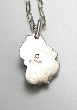 turquoise and coral sterling silver pendant with 24 inch cable chain