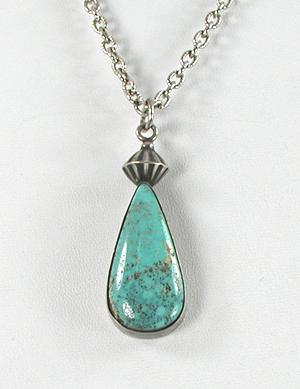 turquoise sterling silver pendant with 24 inch cable chain