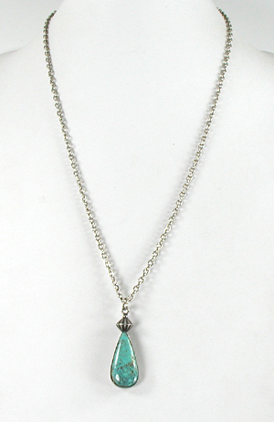 turquoise sterling silver pendant with 24 inch cable chain