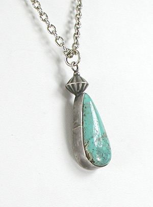 turquoise sterling silver pendant with 24 inch cable chain