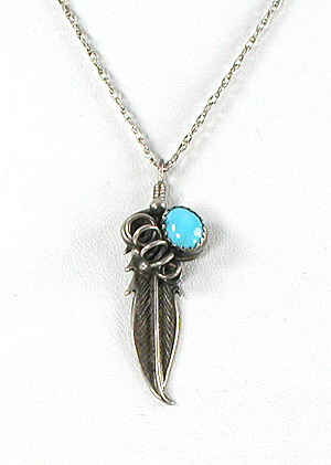 turquoise sterling silver pendant with 24 inch rope chain