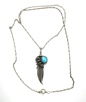 turquoise sterling silver pendant with 24 inch rope chain
