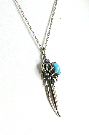 turquoise sterling silver pendant with 24 inch rope chain