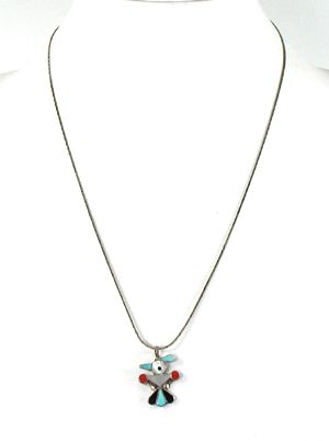sterling silver thunderbird pendant with inlay and 21 inch cobra chain