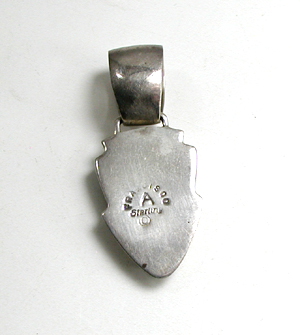 authentic Native American sterling silver turquoise and opal inlay pendant  by Navajo artisan Albert Francisco