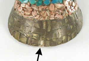 vintage Kewa Santo Domingo mosaic inlay shell pendant on heishi necklace