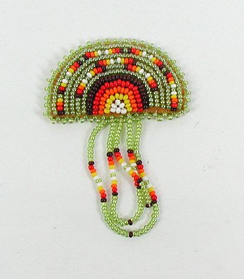 Authentic Vintage Native American Hand-Beaded Mushroom pin