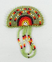 Authentic Native American vintage  hand-beaded mushroom pin