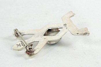 Vintage Native American NOS sterlling silver Onyx Frog Pin by Navajo Ivan Kee